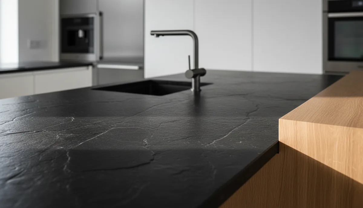Plan de travail en granit noir Zimbabwe finition cuir : prix, entretien et pose